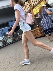 Hottest Legs in Denim Mini Shorts on the Street Creepshots
