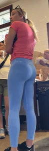 Thick blonde with thick ass in  blue yoga pants