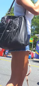 Short jean shorts at a festival