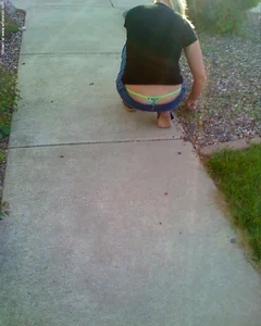Girl Squatting on the Street Flashing Thongs - Whaletail Creepshot