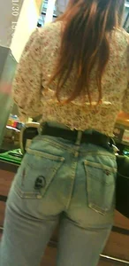 Sexy girl grocery shopping in jean with a nice ass