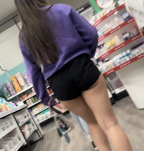Super short Teen ass hanging out of gym shorts (Target)