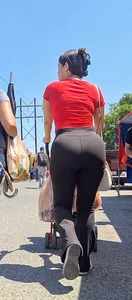 Big ass latina milf in black leggings red top VTL? [oc]