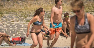 Beach volleyball babes in bikinis