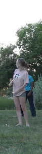 Nerdy blonde teen plays in tight short shorts
