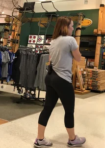 Dick's sexy employees in leggings with nice asses