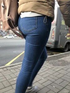 Hot Booty and Legs in Tight Jeans Street Closeup