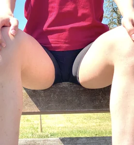 Hot Candid Milf in Spandex Shorts Sitting With Spread Legs Crotch Closeup