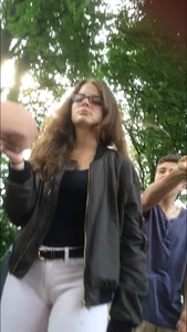Hot girl in white cameltoe tight pants street creepshots