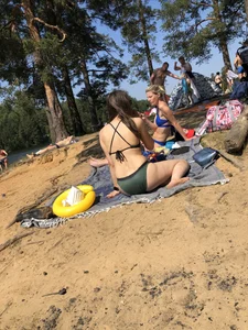 Two Milfs in Swimsuits at a Lake Beach Creepshots Gallery