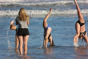 Mix of candid girls at the beach and in bikinis