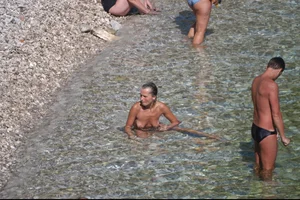 Nude girls on a beach in Hvar, Croatia