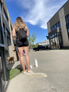 Plump teen VPL biker shorts