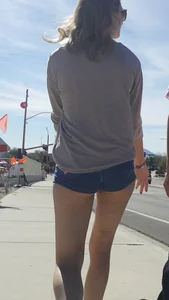 Tight Skinny Girl with Cheeks hanging out of jean short shorts OC!!