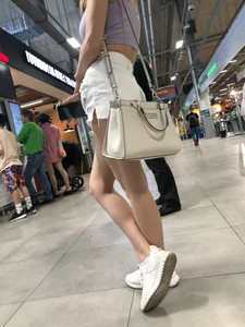 Nice candid legs and booty in shorts mall foodcourt closeups