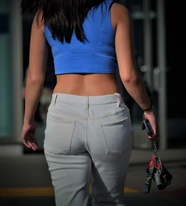 Blue Halfshirt and White Jeans