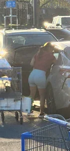 (VPL) ASIAN with BIG BOOTY in TEAL SPANDEX SHORTS