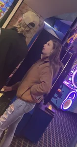 Skinny teens in the arcade
