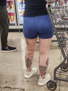 Out In The Wild 59 (tatted up bubble butt blue legging shorts)