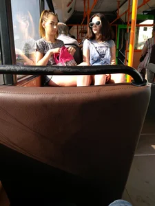 Girls Caught the Candid Photographer in the Bus