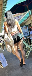 (OC) Asian girl in short jean shorts, booty hanging out