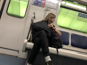 Adorable Cute Teen Girl With a Kitty in Her Backpack Subway Gallery