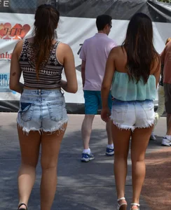 2 sexy friends in cut off shorts in Las Vegas