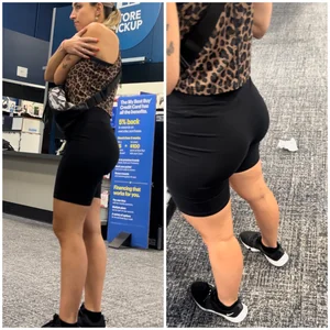 Curvy Foreign PAWG blck spandex shorts