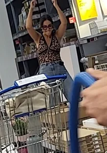 Ikea Trip 3 hot girls in tight jeans Nerdy leopard bendover faceshot smile at camera (Megapost)