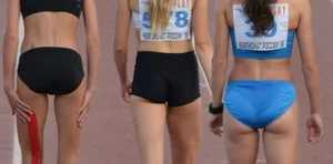 Candid track girls and runners