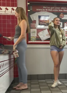 Oblivious teens in line