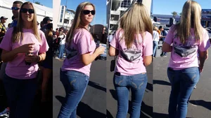 Chunky Candid Girl in Tight Blue Jeans Street Creepshots