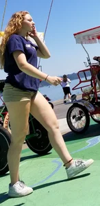 Ginger with ass eating shorts and long legs