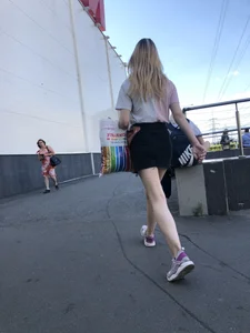 Cute Girl with Hot Legs in a Skirt Street Candid Gallery
