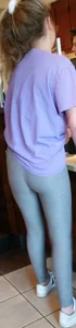 Skinny babe with a nice tight ass in grey leggings