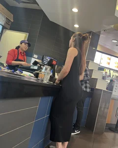 Fat booty brunette in tight black dress (oc)