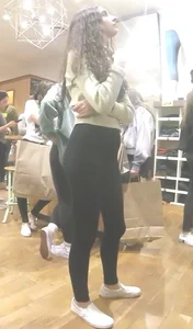 Candid teen girl wearing leggings