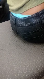 Blue Whale Tail Panties Sticking From Under Jeans Closeup Creepshot