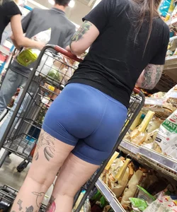 Out In The Wild 59 (tatted up bubble butt blue legging shorts)