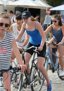 Cute teen bike rider in spandex shorts with a nice ass and vpl
