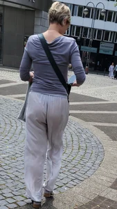 Hot milf in white VPL pants street creepshots