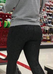 Target blonde milf with a nice ass in dark leggings