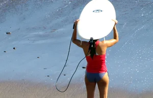 Candid surfer babes on the beach and in bikinis