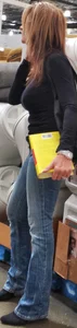 Milf in jeans shopping with big tits