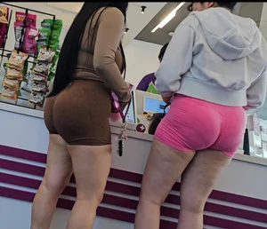 Two girls in shorts