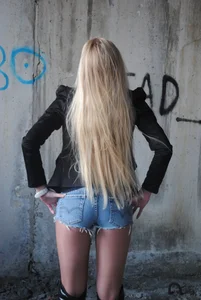 Blonde in Mini Shorts Street Candid