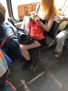 Hot Ginger In Shorts With Hot Legs in a Public Bus and on a Crosswalk Creepshots Gallery