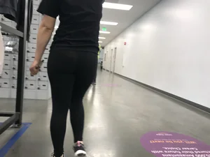 Amazon brunette employee with a nice booty in leggings