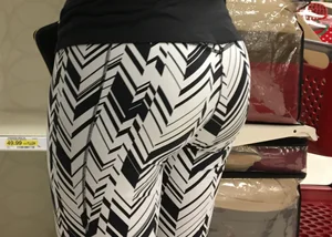 Black and white patterned leggings booty on cute girl at Target