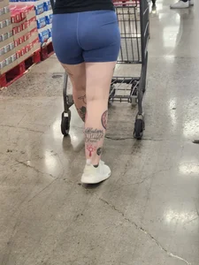 Out In The Wild 59 (tatted up bubble butt blue legging shorts)